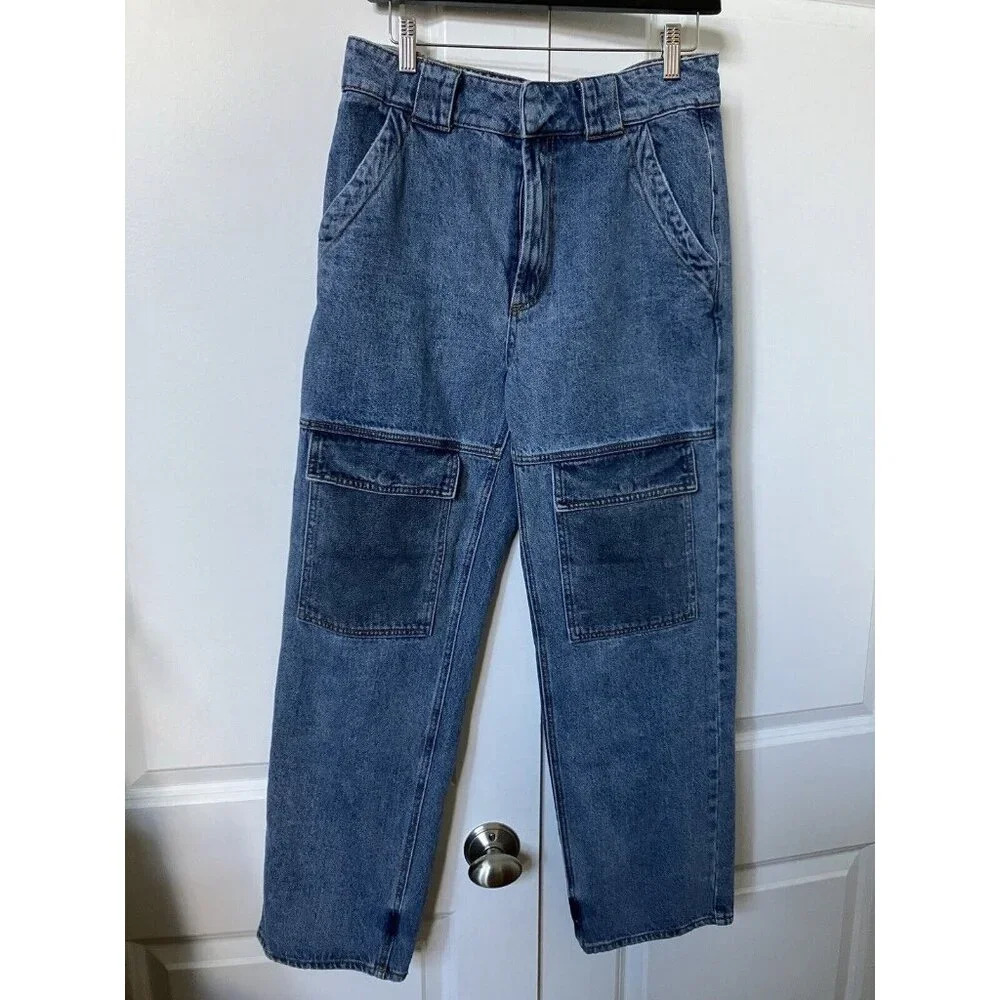 Urban Outfitters BDG Utility Cargo Front Knee Pocket Denim Blue Jeans Womens 29